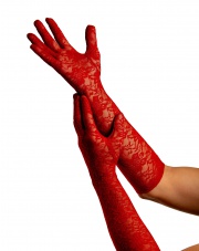 Rękawiczki Koronkowe Lata 20 40 - Czerwone